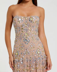 Pink Strapless Sweetheart Embellished Net Gown