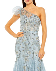 Blue One Shoulder Embellished Mermaid Gown | One of a Kind | Sz. 2