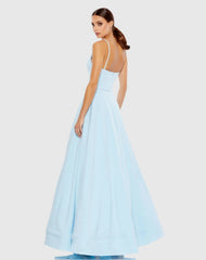 Light Blue Classic A-Line V-Neck Ballgown