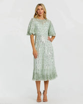 Flounce Sleeve Midi Dress