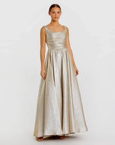 Gold Metallic Pleated Bodice Ballgown