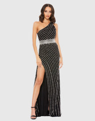 Black Beaded One Shoulder Gown - FINAL SALE