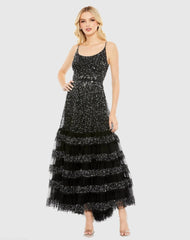 Embellished Scoop Neck Tiered Gown - FINAL SALE