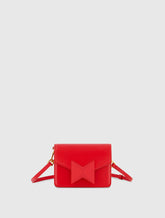 Red Mini Leather Tone On Tone Crossbody Bag