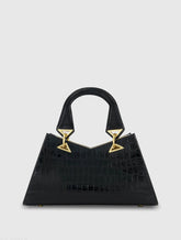 Crocodile Leather Handbag With Gold Hardware