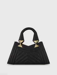 Black Quilted Napa Leather Angular Handbag