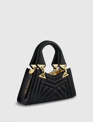 Black Angular Quilted Napa Leather Handbag