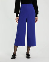 Blue Cropped Crepe Wide Leg Work Pant - FINAL SALE