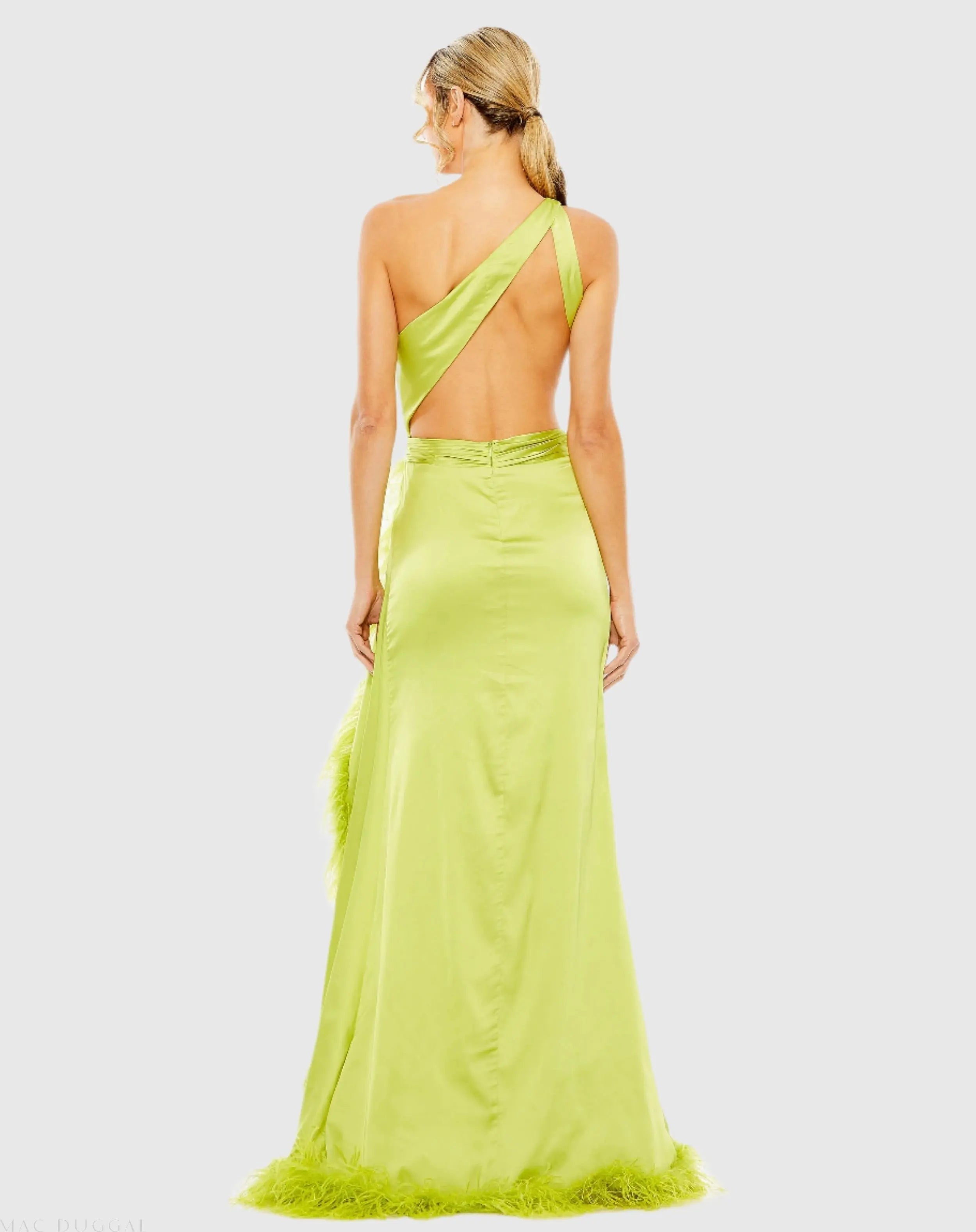 Green One Shoulder Key Hole Detail With Feather Lining - FINAL SALE