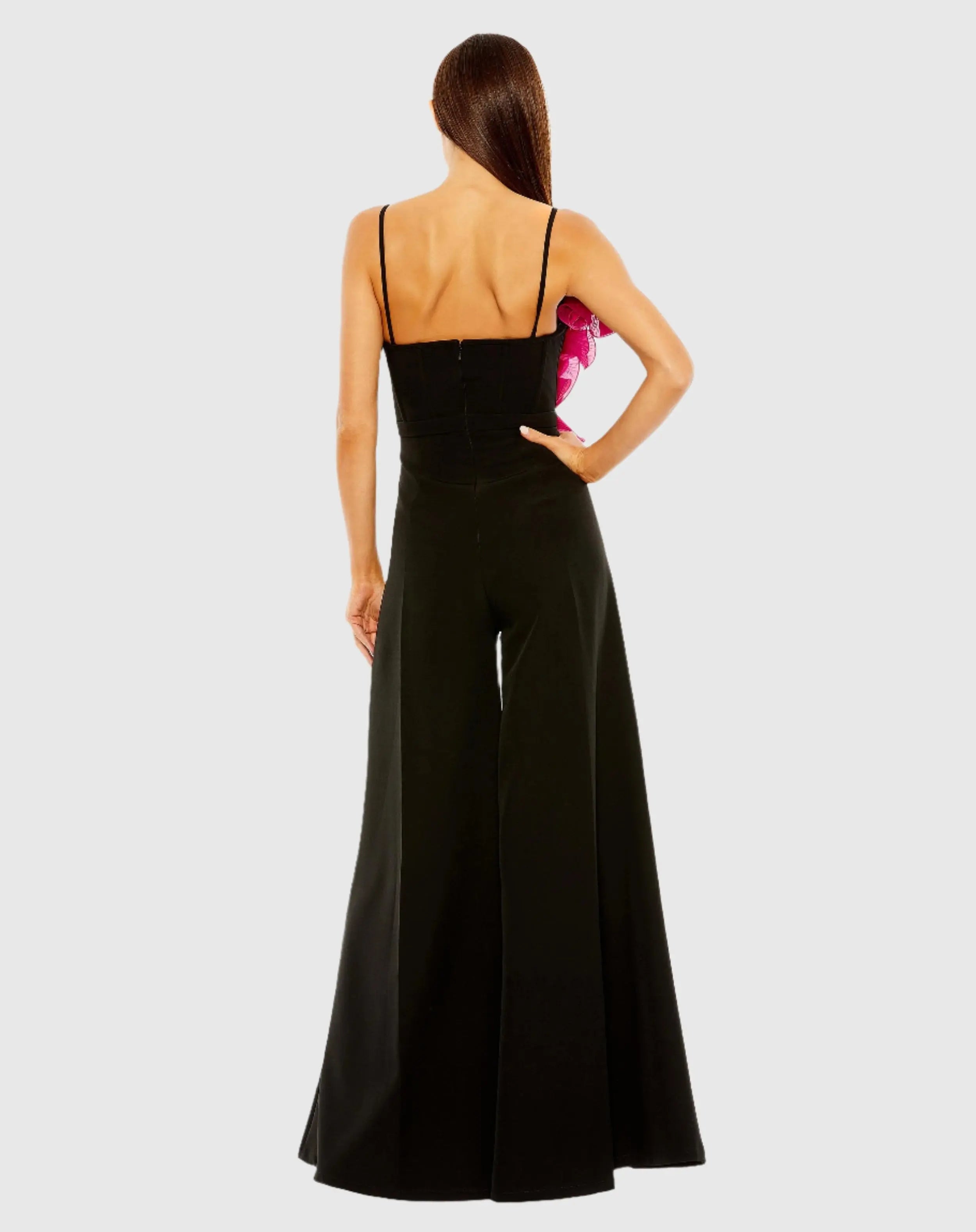 Black Oversized Ruffle Wide Leg Jumpsuit