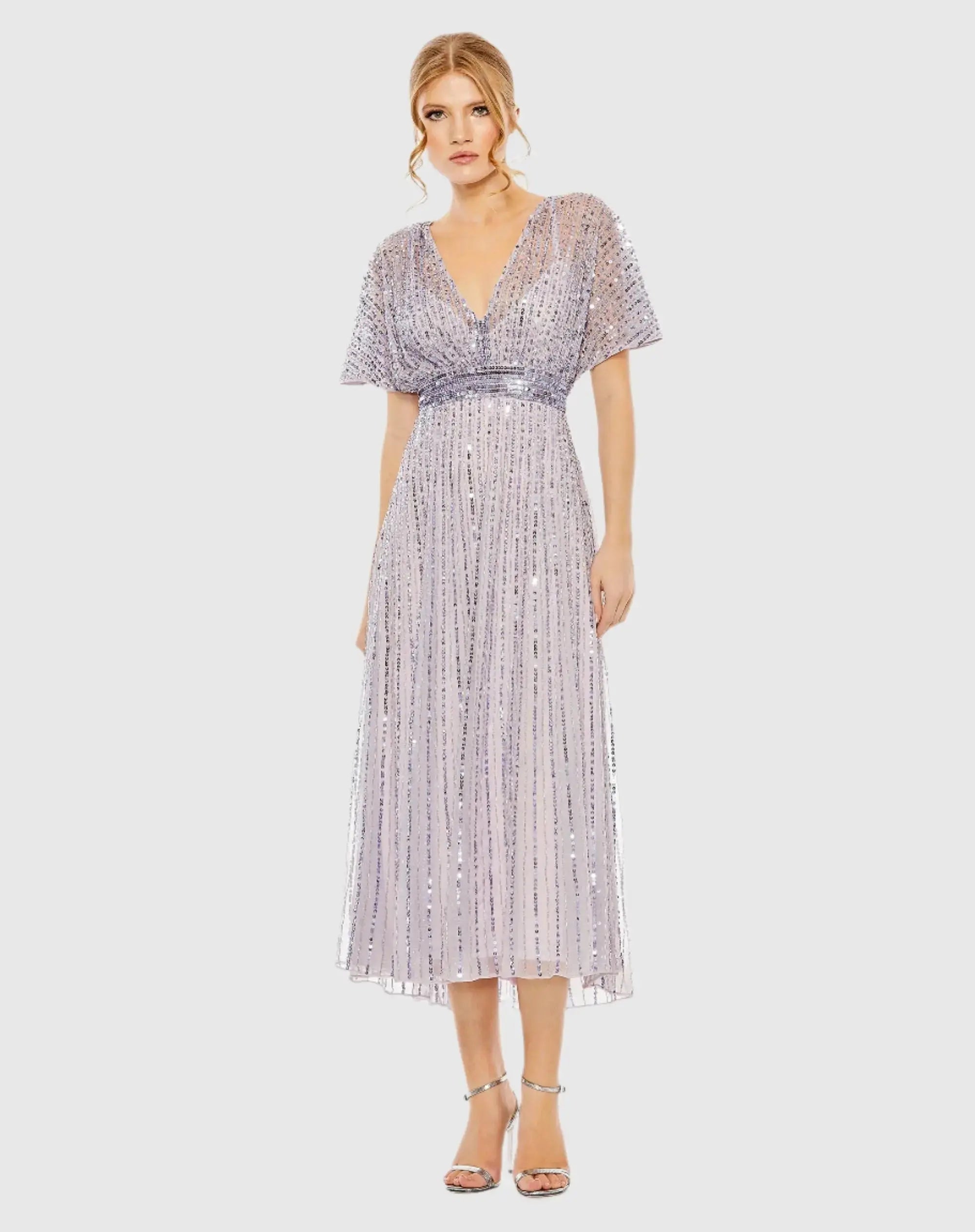 A Line Embellished Short Sleeve Dress