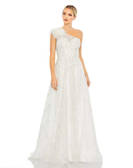 Embellished One Shoulder A Line Gown