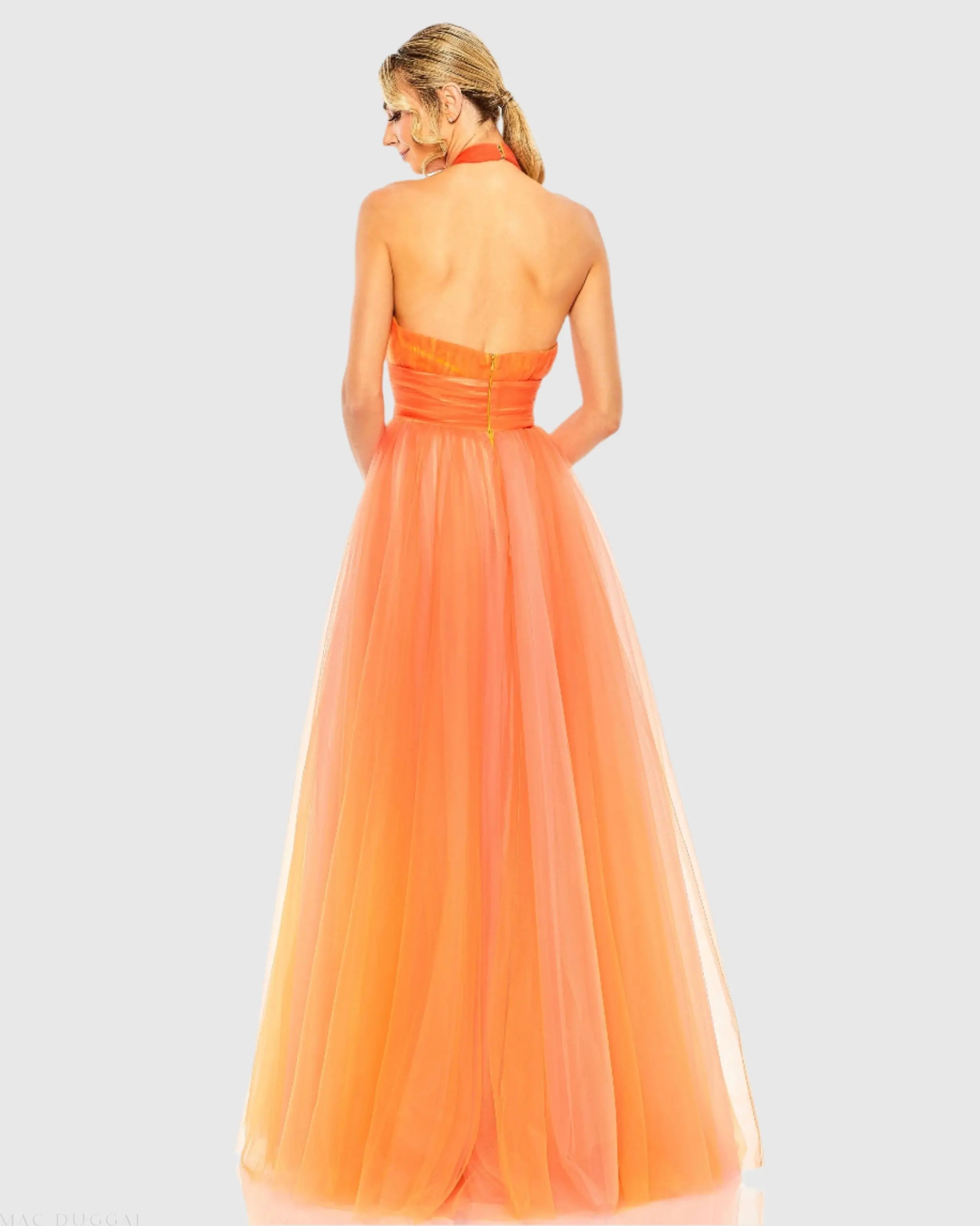 Orange Cross Front Ombre Gown