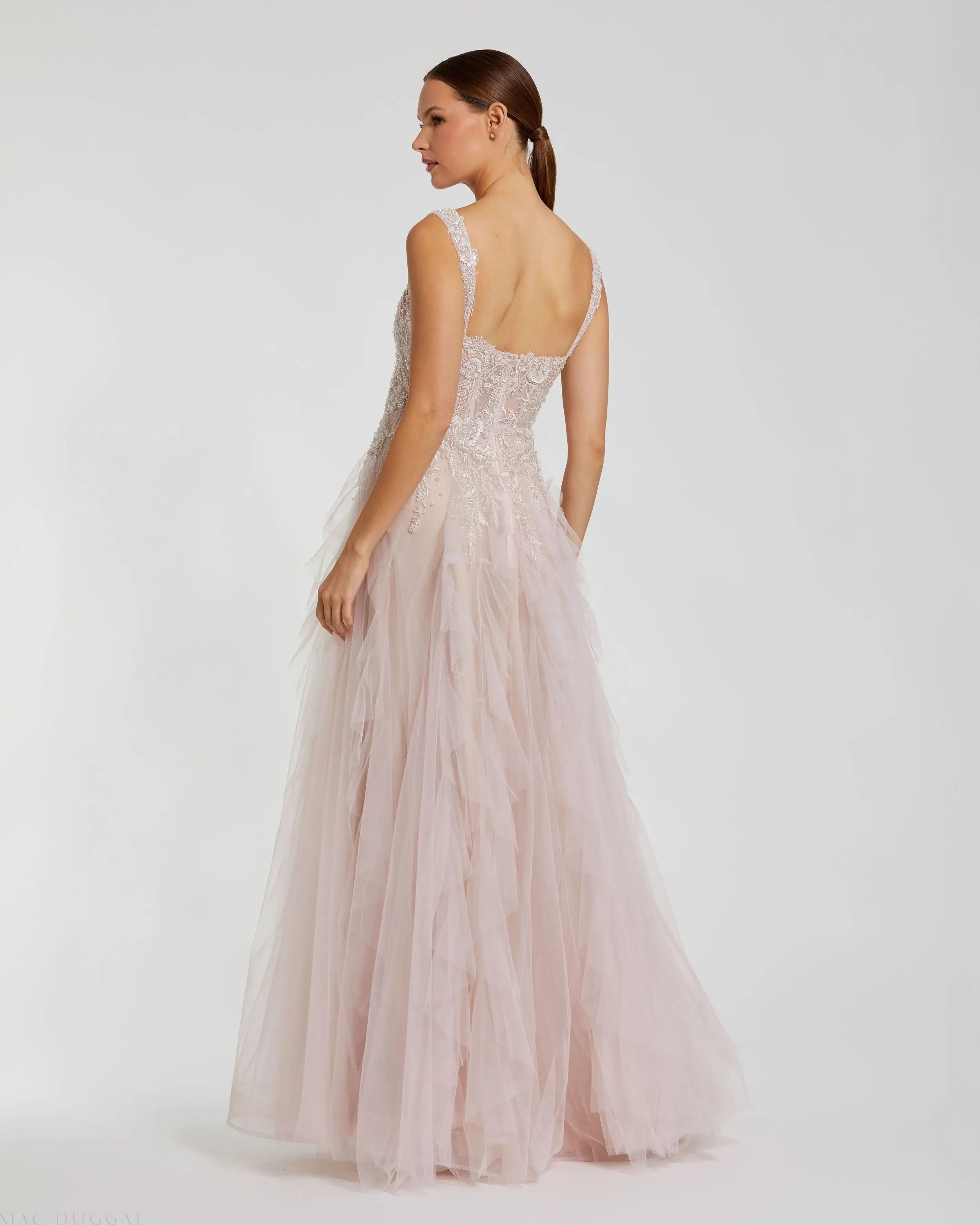 Pink Bustier Tulle Ballgown With Ruffle Skirt