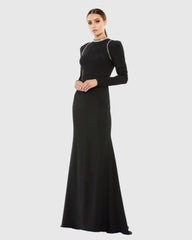 Black Raglan Long Sleeve High Neck Gown