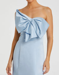 Light Blue Strapless Bow Mermaid Gown