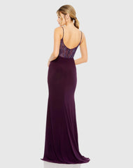 Purple Sweetheart Mesh Embellished Gown