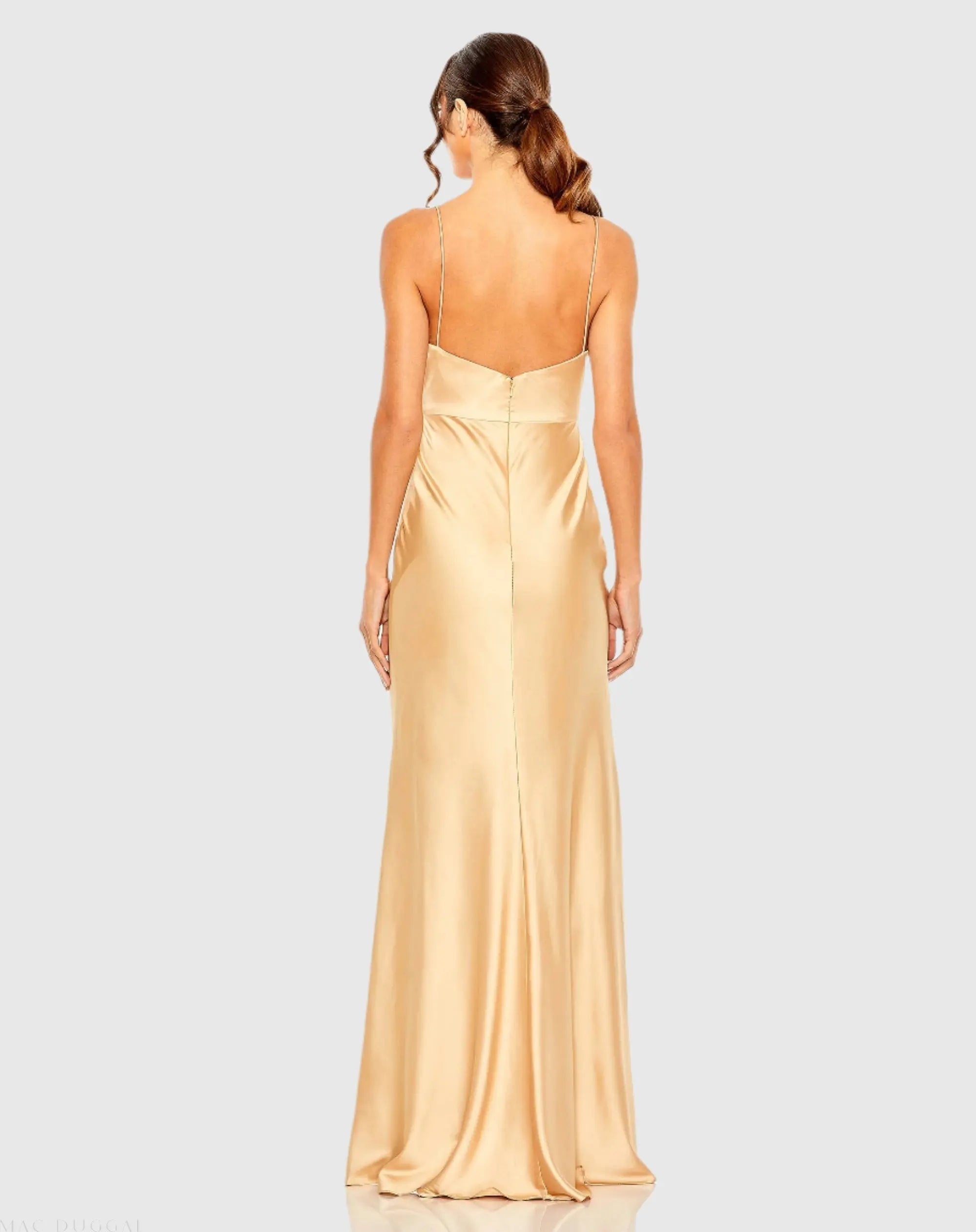 Gold Tie Front with Keyhole Detail Gown