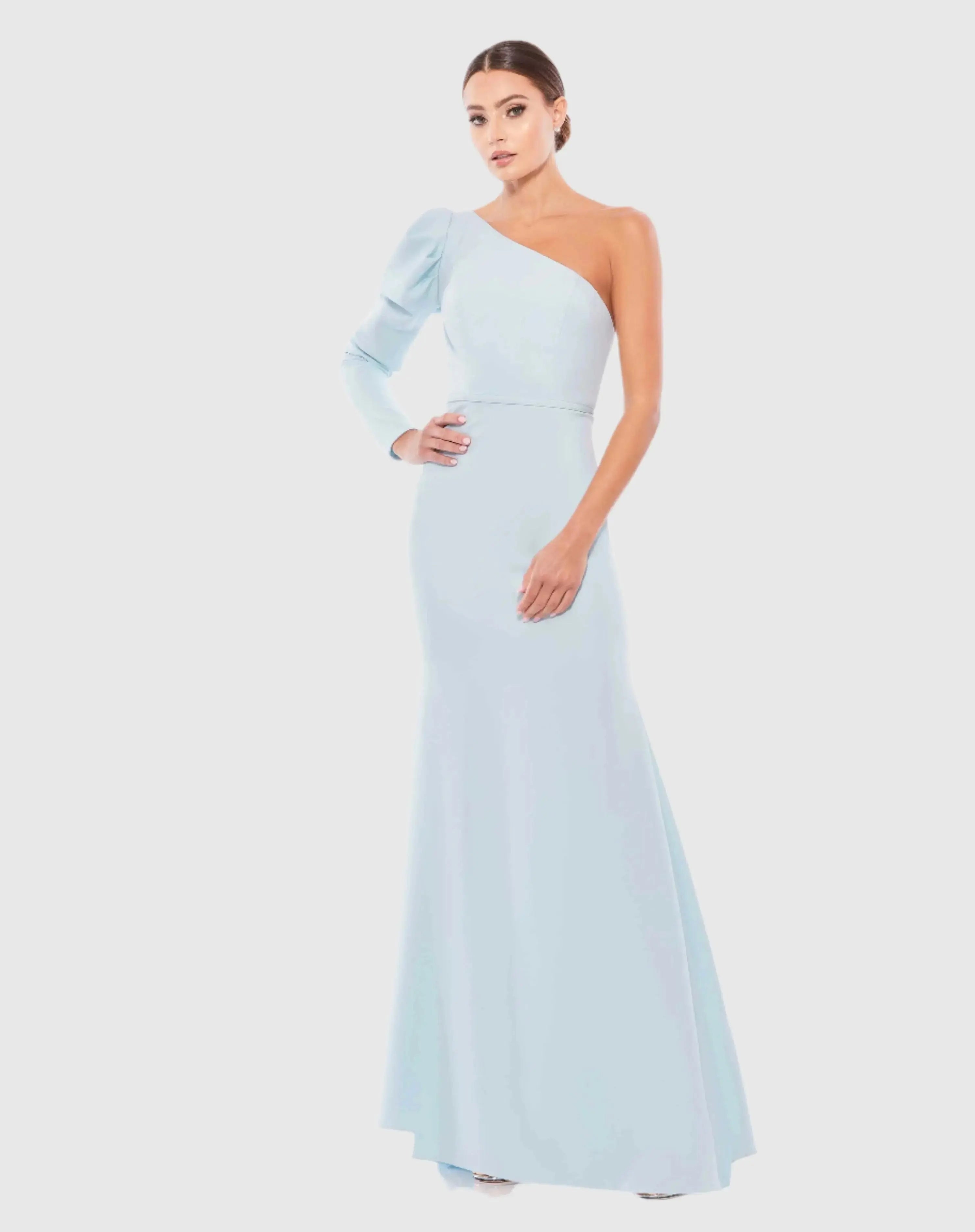 One Shoulder Puff Sleeve Gown
