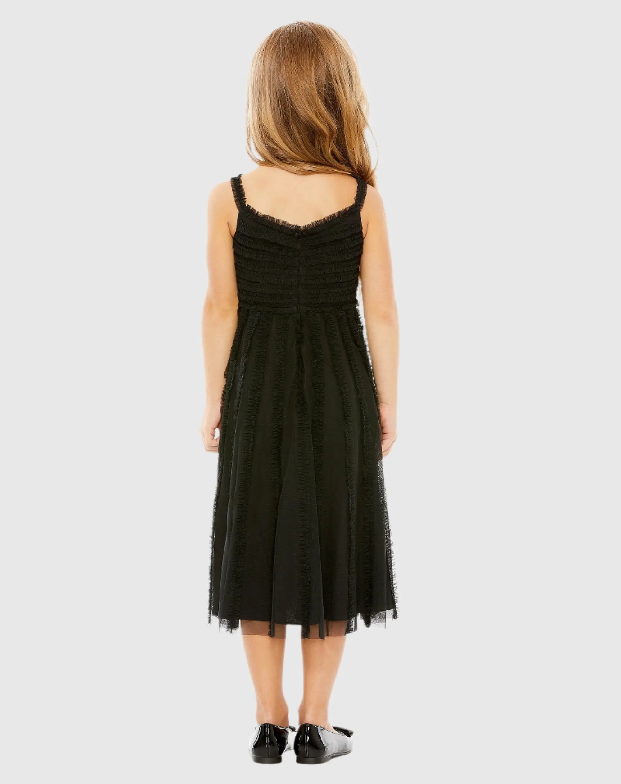 Black Girls Sleeveless Ruffle Tiered Dress
