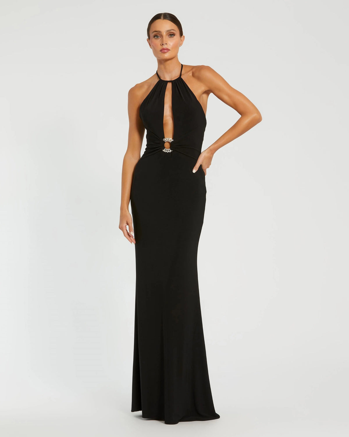 Black High Neck Cut Out Gown