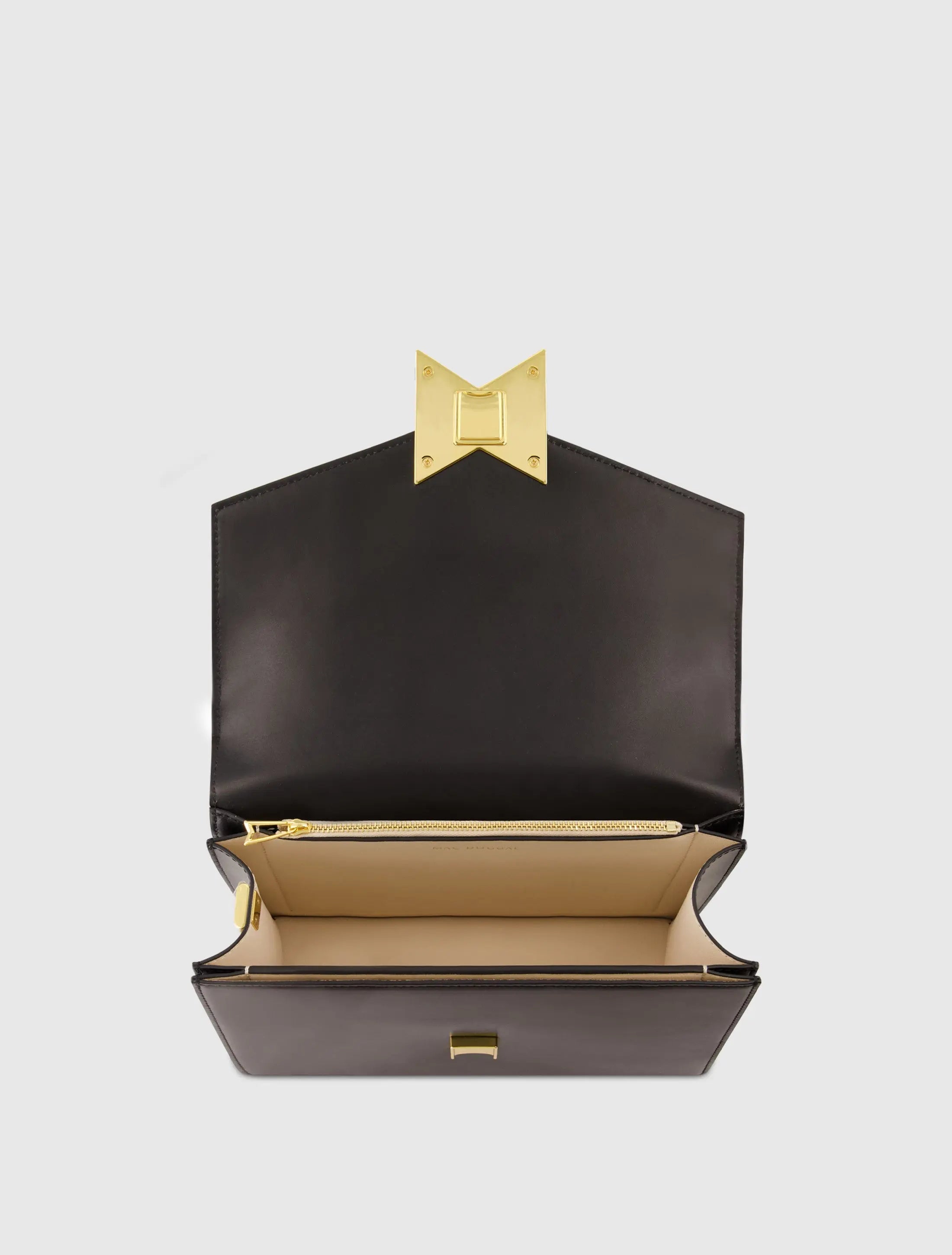 Black Classic Leather Medium Shoulder Bag with Detachable Strap