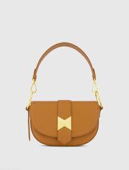 Grain Leather Saddle Bag With Gold Hardware - FINAL SALE