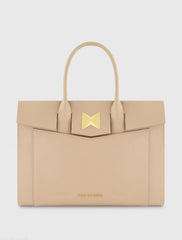 Large Leather Briefcase Bag With Gold Hardware