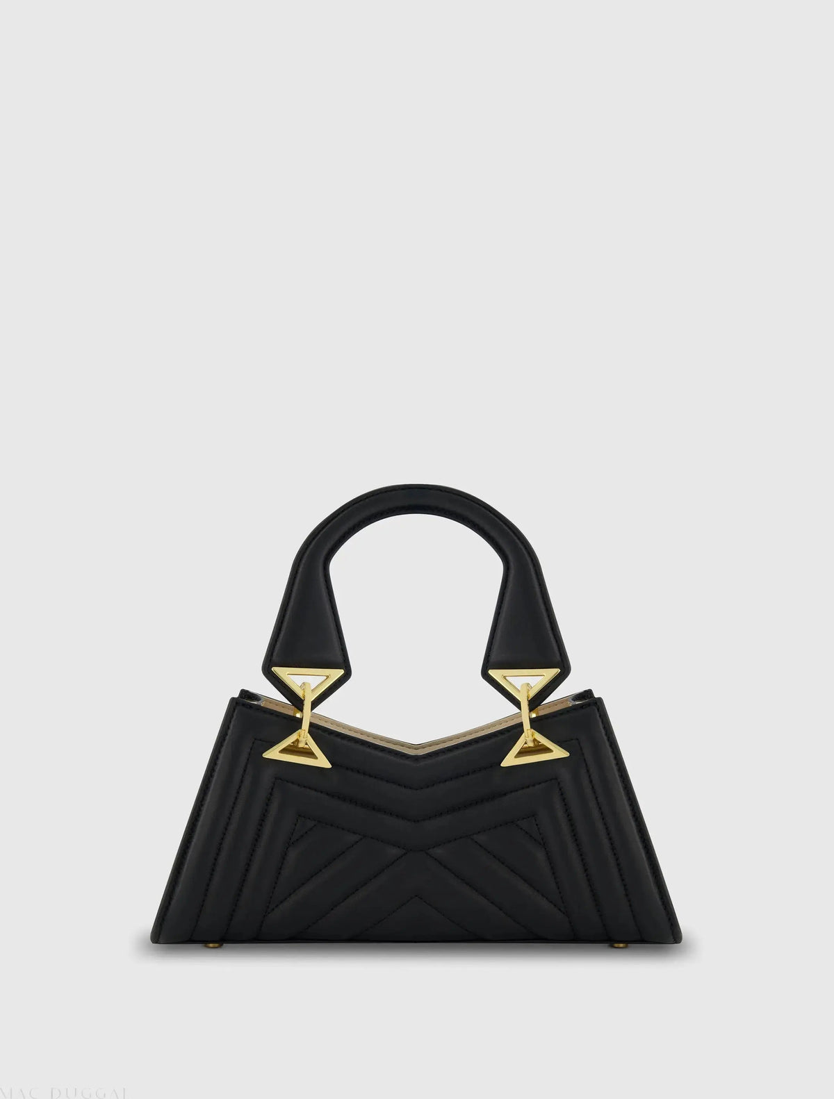 Black Angular Quilted Napa Leather Handbag