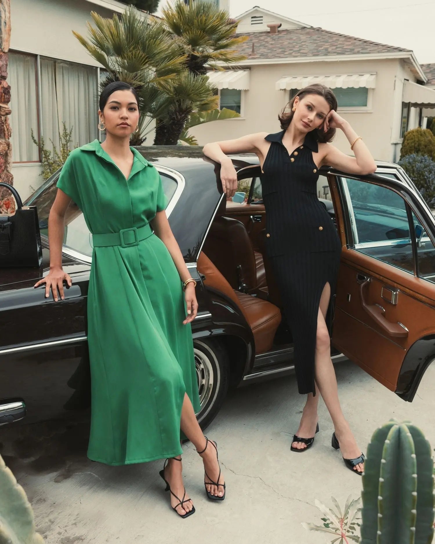 Black Rib Knit Collared Sleeveless Fitted Maxi Dress - FINAL SALE