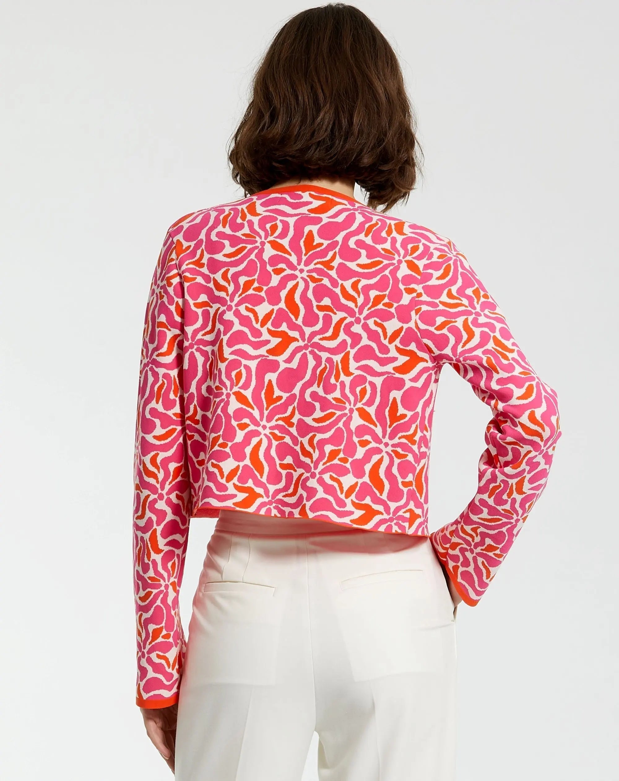 Multicolor Long Sleeve Knit Floral Cardigan