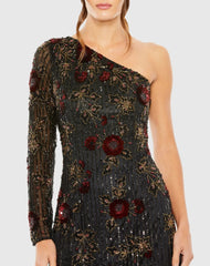 Black One Shoulder Embellished Mini Dress - FINAL SALE