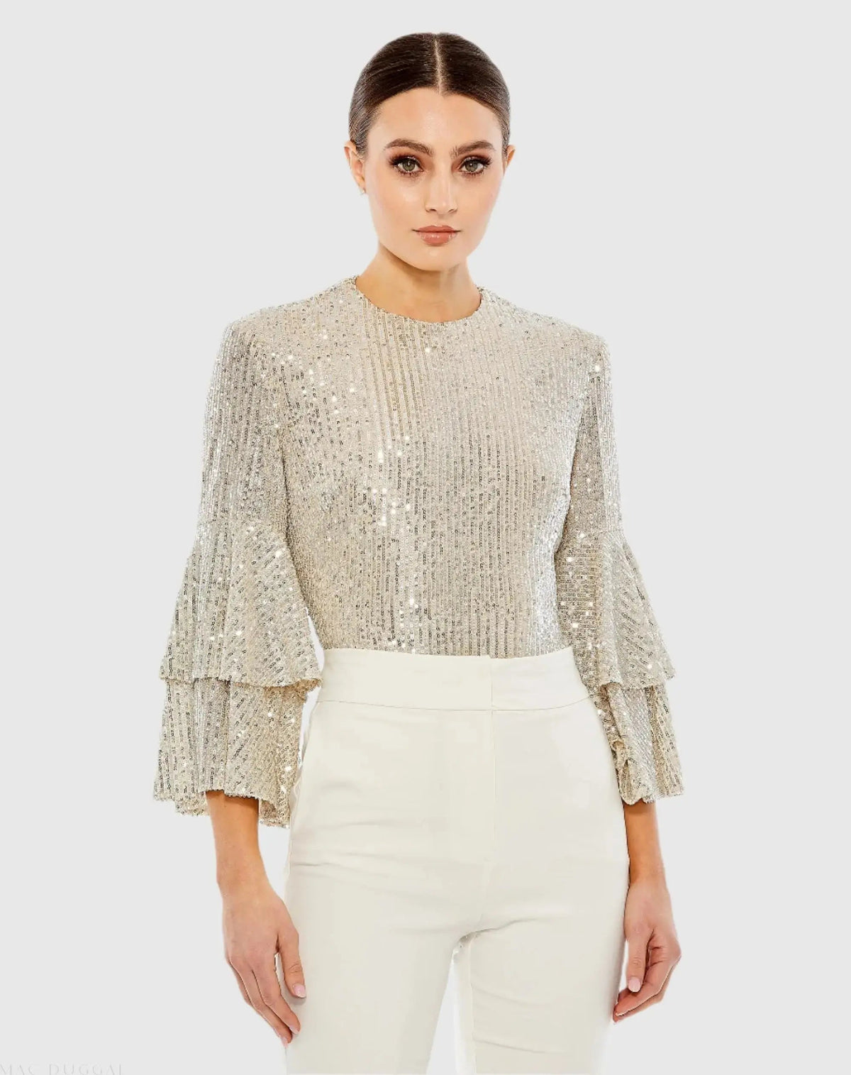 Ruffle 3/4 Sleeve Sequin Bodysuit - FINAL SALE