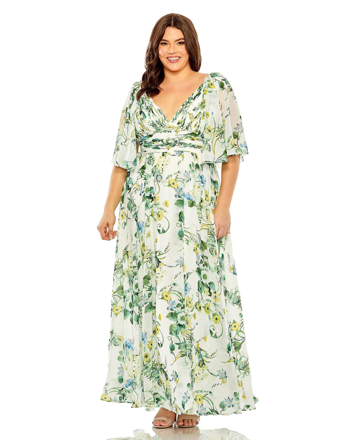 V Neck Cape Detail Gown | Sample | Sz. 12W