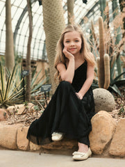 Black Girls Sleeveless Ruffle Tiered Dress